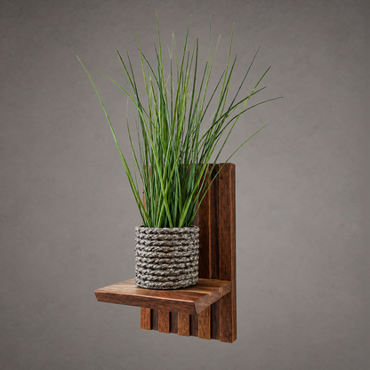 Layered Hardwood Wall Shelves – African Mahogany & Walnut with Live Edge Teak