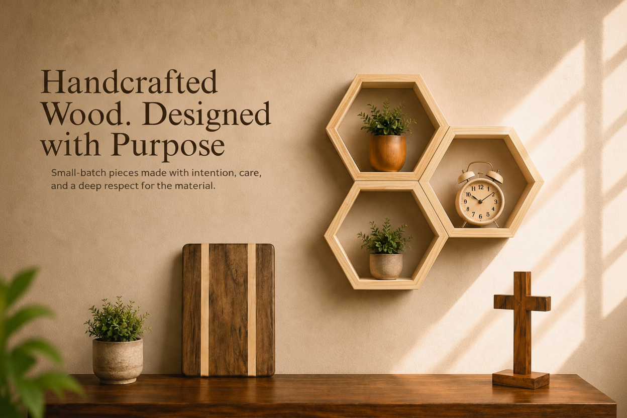 Banner with Lighter Pine Shelves